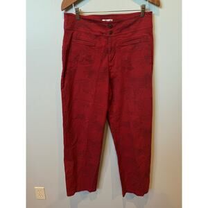 Chico's Design VTG Red Pants Graphic Print High Waisted Straight Leg Pants Sz 12